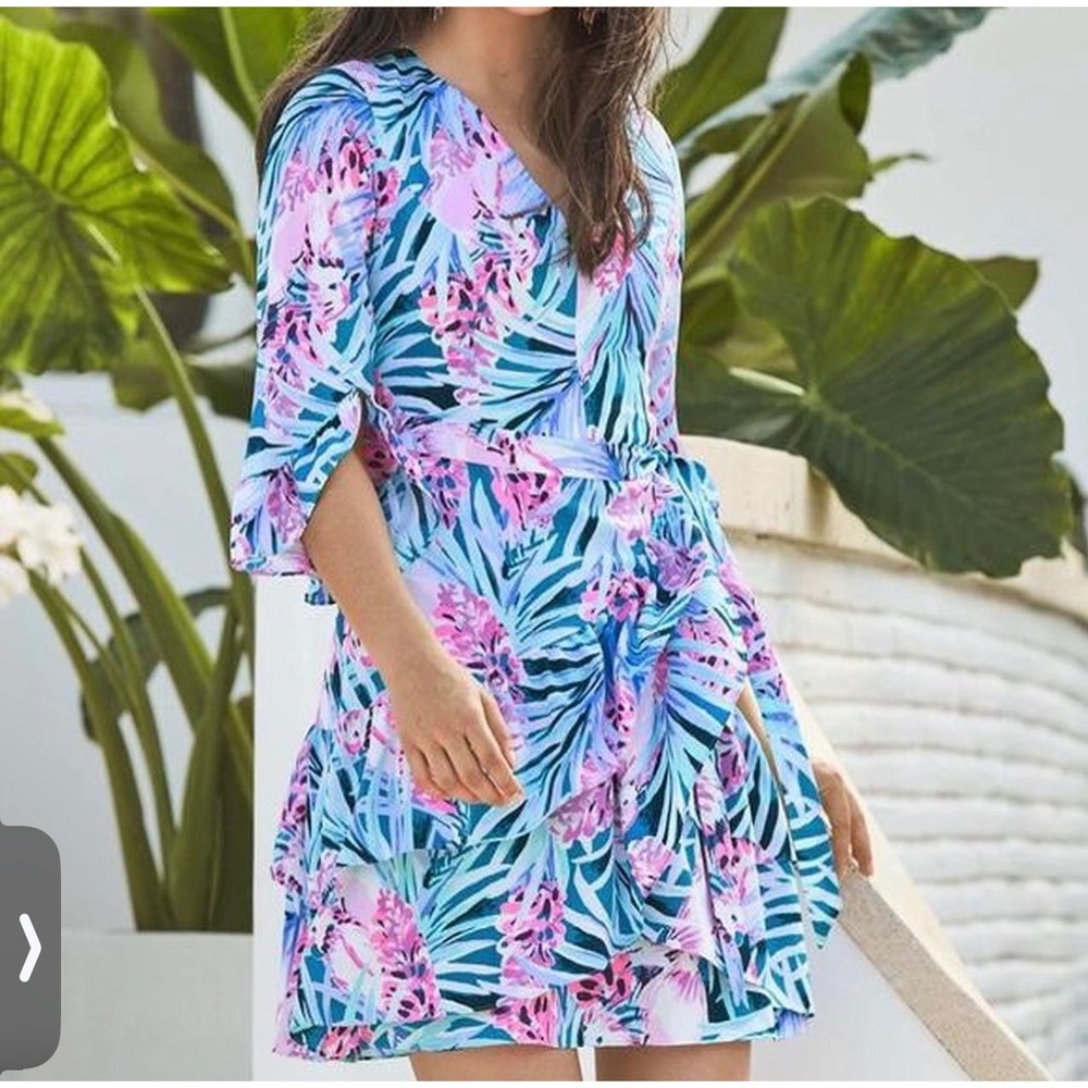 XXS LILLY PULITZER Peacock Blue Tweethearts Laeda Dress